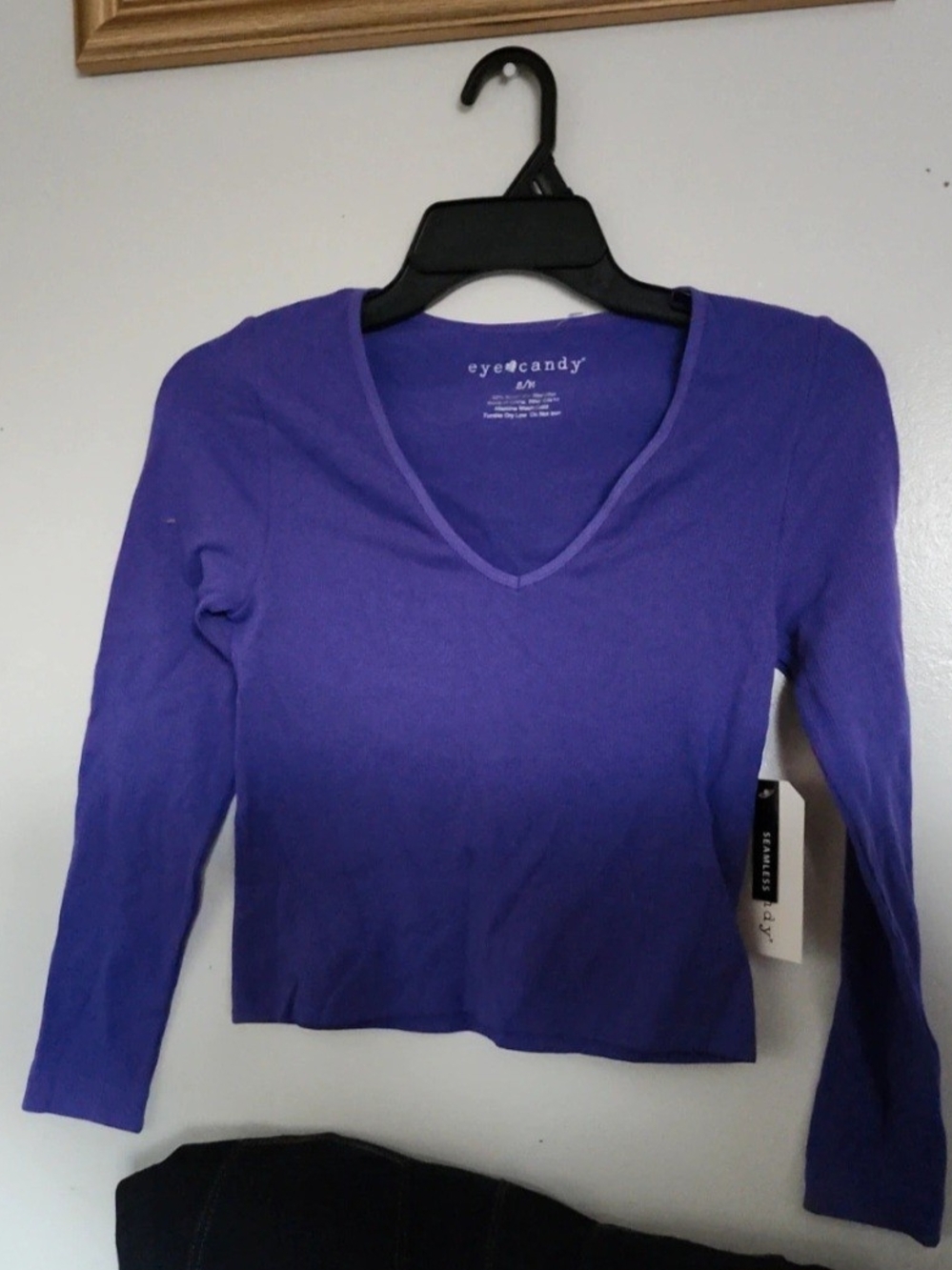 eye candy Purple V-Neck Long Sleeve Top